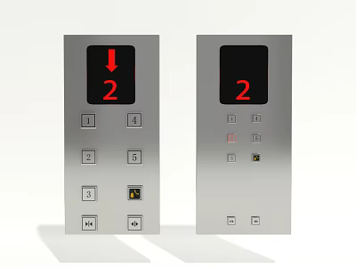 Public Facility Elevator Control Panel With Digital Display And Floor Buttons 3d model