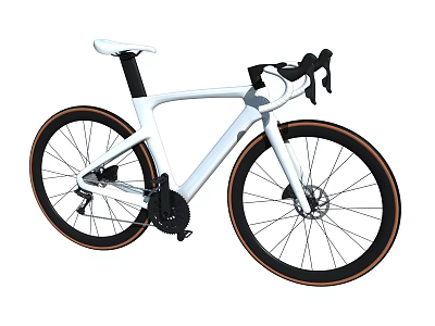 Modern White Bicycle With Black Wheels Orange Rim Accents And Drop Handlebars 3d model