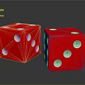 Two Red Dice With White Dots On Glossy Surface Showing Clear Reflections