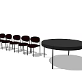 Black Round Dining Table Set With Five Matching Chairs 3d model