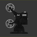 Vintage Film Projector Featuring Large Film Reels Black Body And Sturdy Base