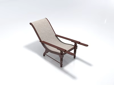 Lounge Chair With Wooden Frame Beige Fabric Cushion And Comfortable Armrests 3d model