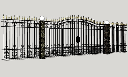 European-style iron gate 3d model