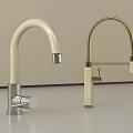 Modern White and Gold Faucets with Sleek Design for Home Kitchen Use
