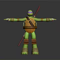 Green Ninja Turtle Character With Purple Mask Brown Shell And Nunchucks