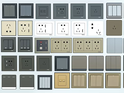 Various Modern Switch Panels in Different Colors and Designs for Home Use 3d model