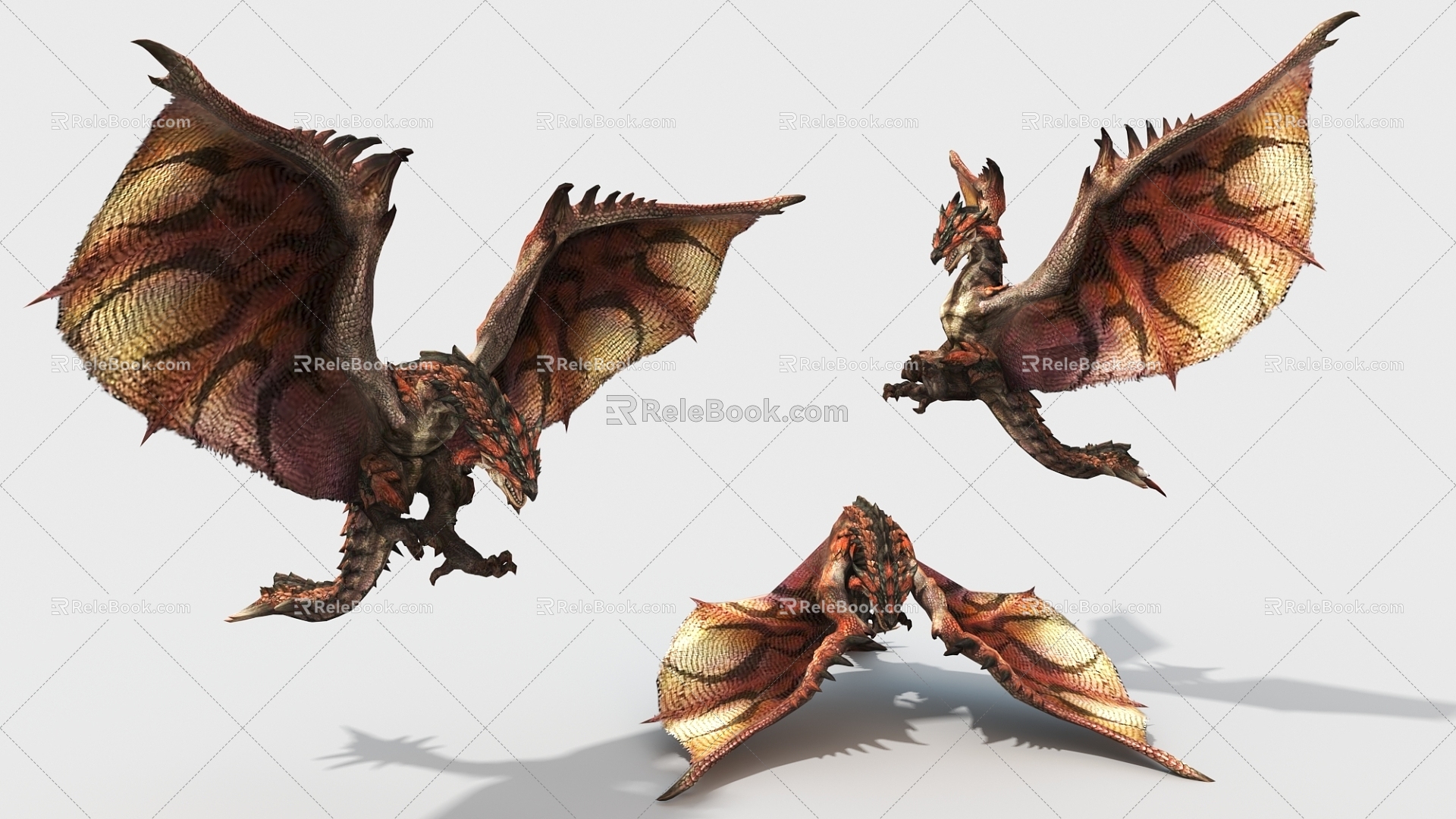 Dragon beast pterodactyl ancient monster game character virtual creature 3d model