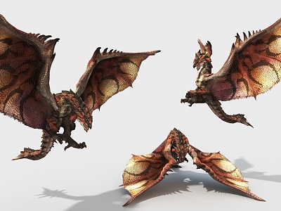 Dragon beast pterodactyl ancient monster game character virtual creature 3d model