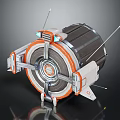 Futuristic Mechanical Device With Circular Structure And Orange Gray Components Antennas And Support Base 3d model