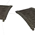 Two Wooden Arched Bridge Models with Planks and Support Structure 3d model