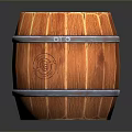 Wooden Barrel Home Storage Container With Metal Hoops And Natural Wood Grain Design