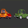 Colorful Electric Toy Cars in Orange Pink Green Styles for Children's Playtime