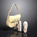 Beige Christian Dior Handbag Paired With White Casual Sneakers Stylish Daily Essentials