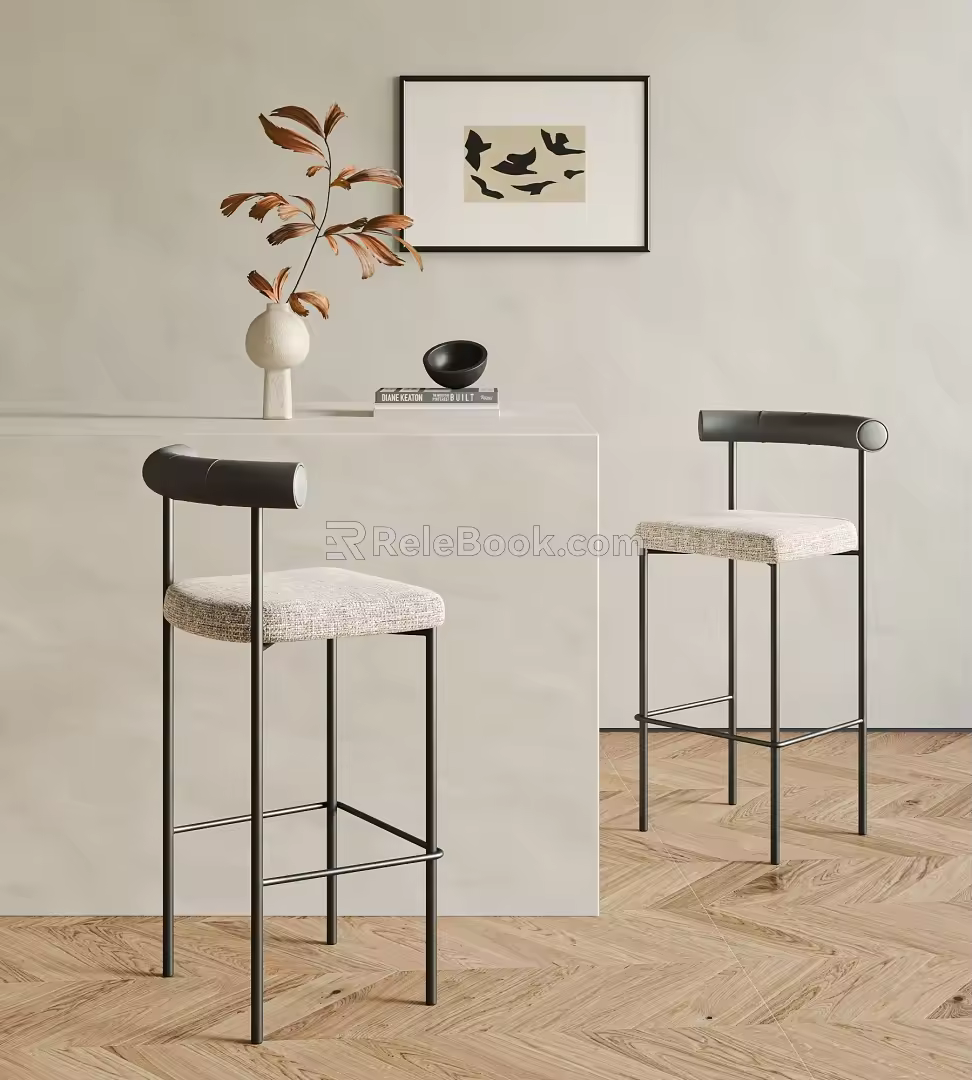 Nordic Bar Chair Combination Bar Chair Bar Stool Bar Vase Ornaments 3d model