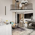 Modern Entertainment Room Interior With Comfortable Sofa TV Gaming Area And Decorative Lights