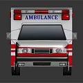 Red and White Ambulance Vehicle With Emergency Lights And Medical Symbol
