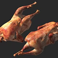 Detailed Sculpture Carving of Two Roasted Chickens with Lifelike Artistic Features