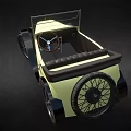 Vintage Yellow Convertible Car With Open Top Classic Grille And Wheels