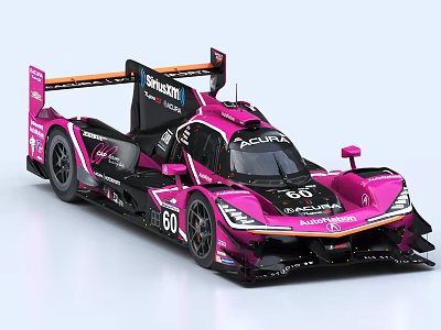 Pink and Black Acura Race Car With Wayne Taylor Racing Number 60 Livery 3d model