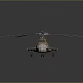Military Helicopter With Camouflage Paint Rotor Blades Side Windows And Landing Gear