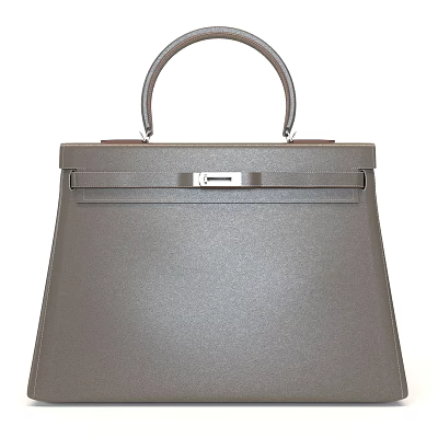 Stylish Gray Handbag With Top Handle And Lock Closure 3d model