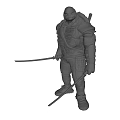 Armored Game Movie Character With Turtle Shell And Dual Staff Weapons