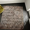 Modern Square Area Rug With Geometric Hexagon Pattern In Neutral Tones For Living Room