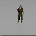 Military Soldier Standing In Green Uniform With Hat Rifle And Tactical Vest