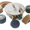 Children's Round Table with Soft Cushioned Stools and Playful Toys in Kids Room