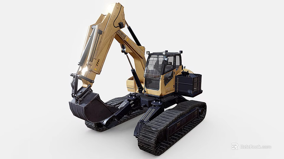 Heavy Duty Crawler Excavator Industrial Equipment With Large Bucket And Operator Cab 3d model 