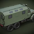 Military Green Off Road Truck with Six Wheels Roof Equipment and Side Windows