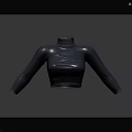 Gray Turtleneck Crop Top With Long Sleeves Shiny Fitted Apparel Design
