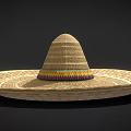 Traditional Wide Brim Straw Hat With Woven Texture And Colorful Band