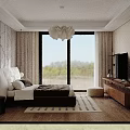 Modern Metal Cylindrical Bedside Table With White Spherical Pendant Light Beige Curtains And Grey Headboard