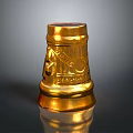 Golden Thimble Sculpture Carving With Intricate Engraved Patterns And Shiny Surface