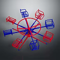 Ferris Wheel Amusement Equipment With Multiple Red And Blue Hanging Seats
