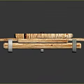 Natural Wooden Tray Cart With Rolling Wheels And Smooth Surface Finish 3d model
