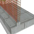 Post Cast Strip Reinforcement Structure With Steel Bars And Concrete Formwork 3d model