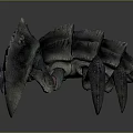 Detailed Fantasy Armored Creature With Spiked Limbs Glowing Blue Eyes And Exoskeleton