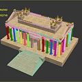 Cartoon Scene Of Ancient Greek Temple With Columns Steps And Roof Decorations