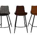 Stylish Modern Bar Stools With Leather Fabric Seats And Metal Legs For Kitchen Bar
