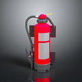 Red Fire Extinguisher With Gray Nozzle Bracket Handle And Reflective Base