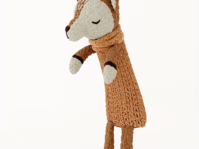 Handmade Knitted Deer Doll With Closed Eyes And Textured Body 3d model