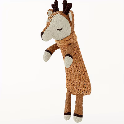 Handmade Knitted Deer Doll With Closed Eyes And Textured Body 3d model