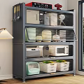 Modern Spacious Kitchen Side Cabinet With Transparent Shutter Doors For Storing Utensils And Small Appliances