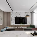 Modern Living Dining Room Interior Design With Grey Sofa Green Bean Bag Bar Counter And Artwork