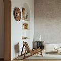 Modern Living Room Interior With Sloped Wooden Ceiling Arched Doorway Sofa Artwork And Coffee Table