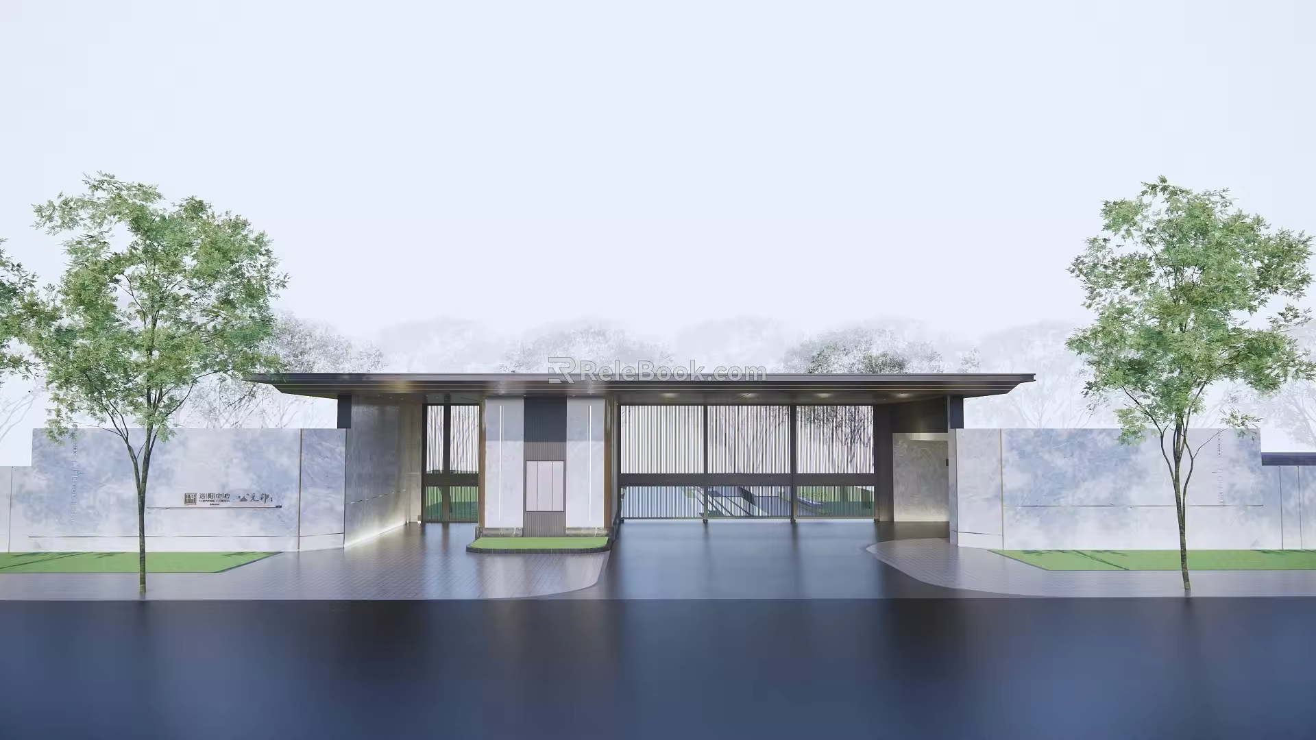 Modern gate entrance gatehouse 3d model