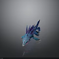 Blue Dragon 3D Model With Purple Fins Sharp Teeth And White Claws