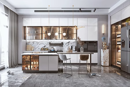Light Luxury Kitchen Restaurant Kitchen 3d model